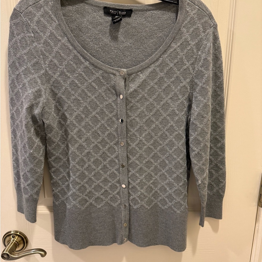 White House Black Market Gray Women's Cardigan